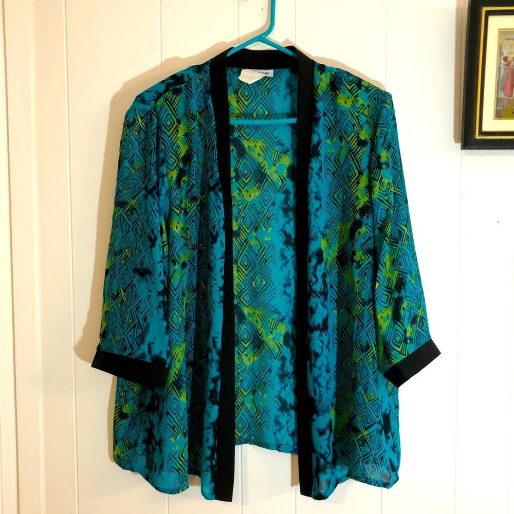 Blair Vintage Cardigan Jacket Sheer Print 2XL